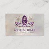 Reiki symbool en handen in Lotus Amethist en Goud Visitekaartje (Voorkant)