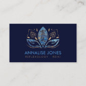 Reiki symbool en handen in Lotus Blue Marble Visitekaartje (Voorkant)