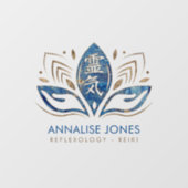 Reiki symbool en handen in Lotus Blue Raamsticker (Vel)