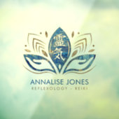 Reiki symbool en handen in Lotus Blue Raamsticker (Vel 3)