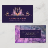 Reiki symbool en handen in Lotus Fluorite en Gold Visitekaartje (Voorkant / Achterkant)