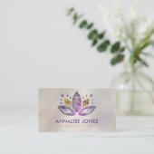 Reiki symbool en handen in Lotus Fluorite en Gold Visitekaartje (Staand voorkant)