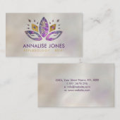 Reiki symbool en handen in Lotus Fluorite en Gold Visitekaartje (Voorkant / Achterkant)