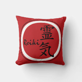 REIKI Symbool rood zwart + achtergrond Kussen