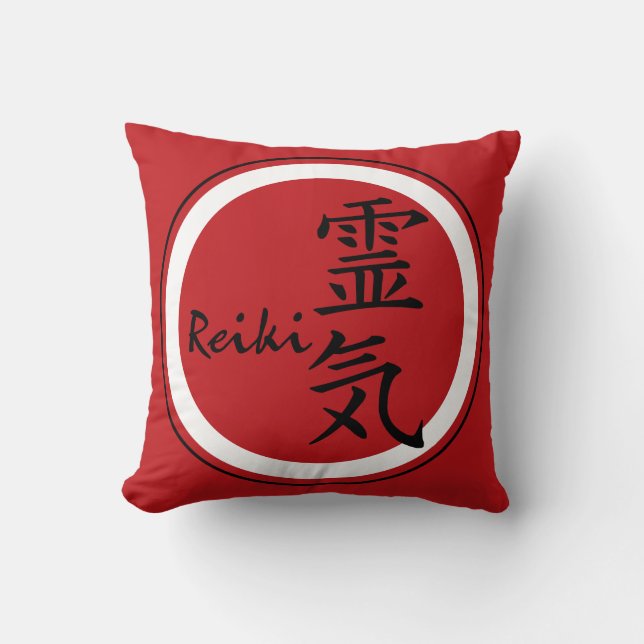 REIKI Symbool rood zwart + uw achtergrond Kussen (Voorkant)
