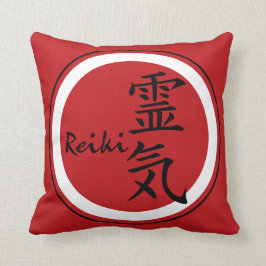 REIKI Symbool rood zwart + uw achtergrond Kussen