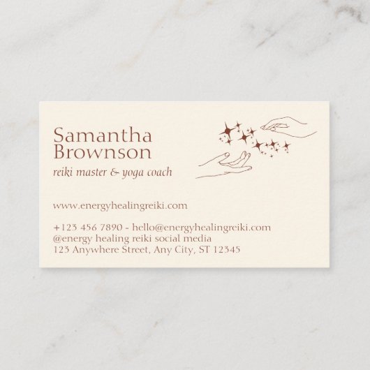 Reiki-therapie voor ivoren energiehelende handen visitekaartje (Achterkant)
