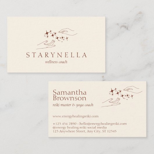 Reiki-therapie voor ivoren energiehelende handen visitekaartje (Voorkant / Achterkant)