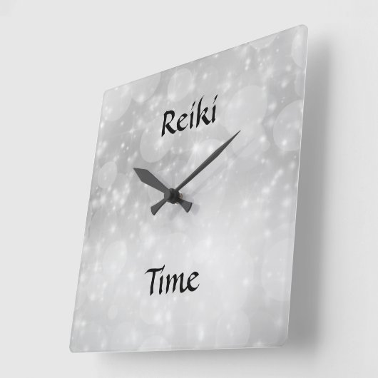 Reiki Time Silver Sparkle Vierkante Klok (Hoek)