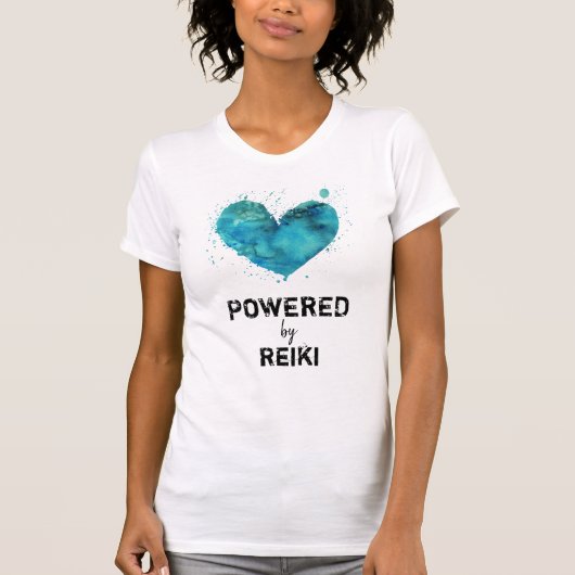 *~* Reiki Turquoise Blue Waterverf Heart T-shirt (Voorkant)