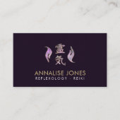 Reiki Verdichtingssymbool en handen, fluoriet en g Visitekaartje (Voorkant)