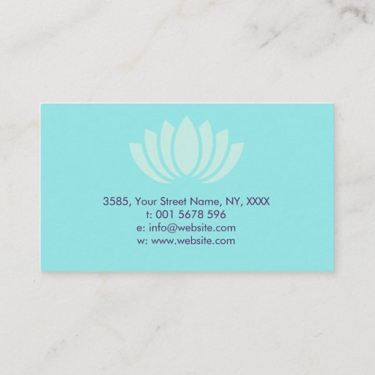 Reiki Verdichtingssymbool en handen op blauwgroen  Visitekaartje (Achterkant)