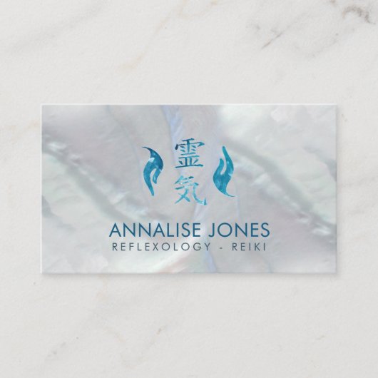 Reiki Verdichtingssymbool en handen-watersteen Visitekaartje (Voorkant)