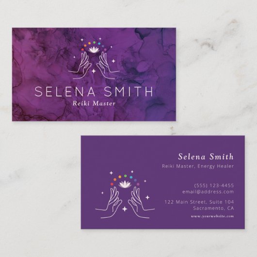 Reiki Visitekaartje met Chakras (Voorkant / Achterkant)