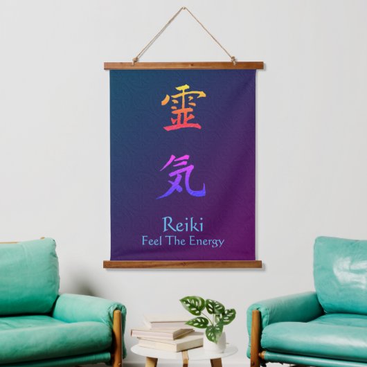 Reiki voelt de energie-regenboog hangend wandkleed (Woonkamer)
