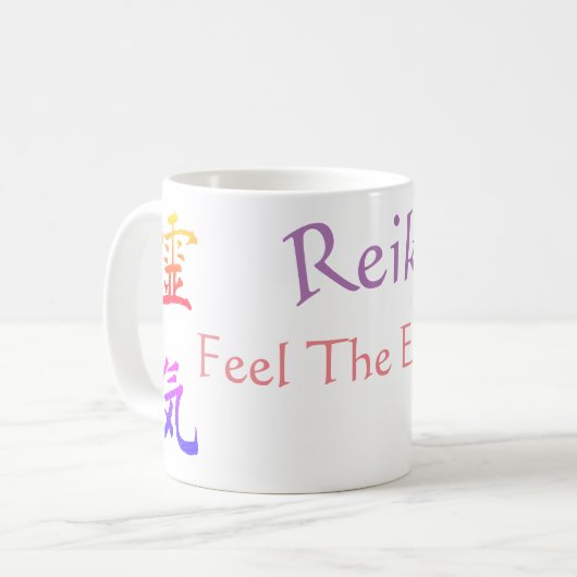 Reiki voelt de energie-regenboog koffiemok (Voorkant links)