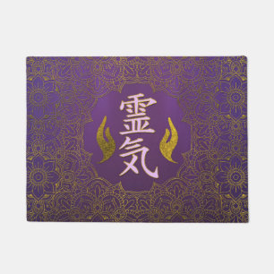 Reiki waarmee handensymbolen met lotus worden verh deurmat