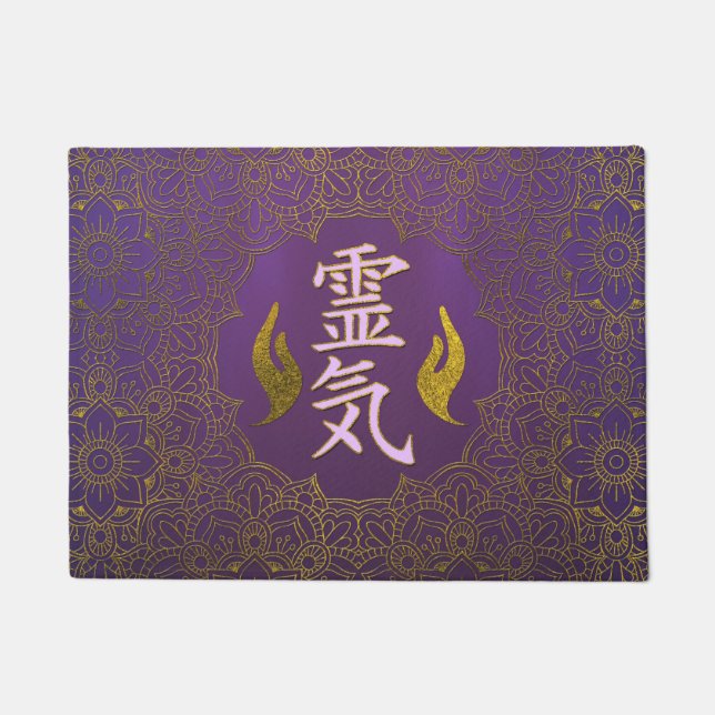 Reiki waarmee handensymbolen met lotus worden verh deurmat (Voorkant)