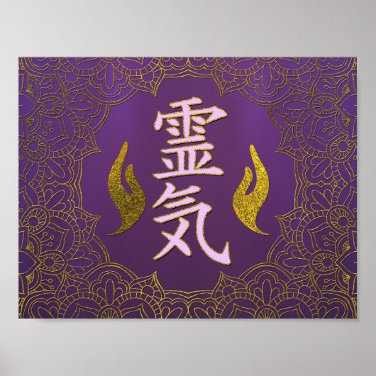 Reiki waarmee handensymbolen met lotus worden verh poster (Voorkant)