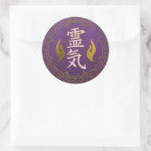 Reiki waarmee handensymbolen met lotus worden verh ronde sticker (Tas)