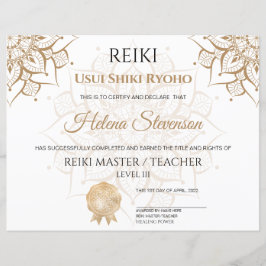 Reiki Yoga-certificaat van voltooiing