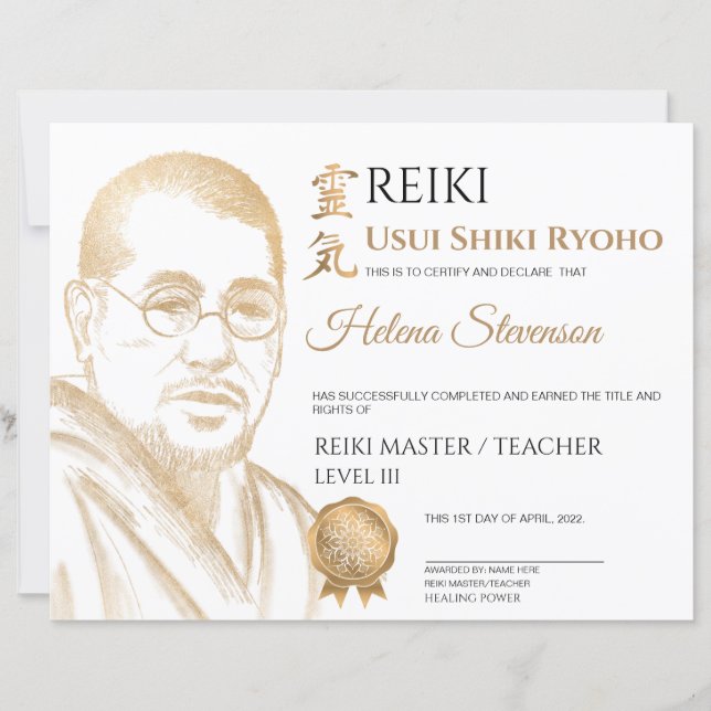 Reiki Yoga-certificaat van voltooiing (Voorkant)
