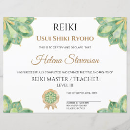 Reiki Yoga-certificaat van voltooiing