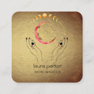 Reiki Yoga Healing Handen Halve Maan Fases Vierkante Visitekaartje