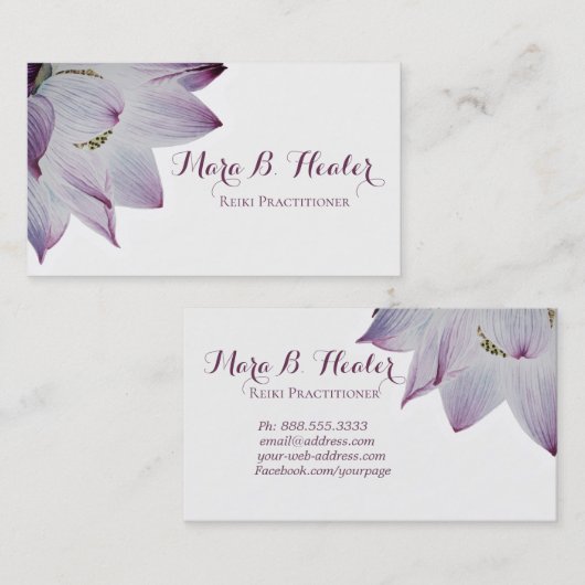 ** Reiki Yoga Lotus Energie Genezer Licht gevuld Visitekaartje (Voorkant / Achterkant)