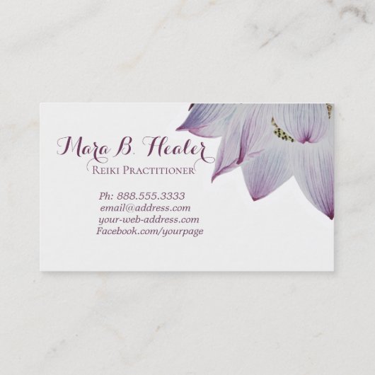 ** Reiki Yoga Lotus Energie Genezer Licht gevuld Visitekaartje (Achterkant)