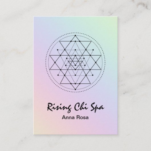 *~* Reiki Yoga Rainbow Pastel Sacred Geometry Visitekaartje (Voorkant)