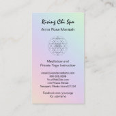 ** Reiki Yoga Regenboog Heilige Geometrie Pastel Visitekaartje (Achterkant)