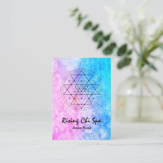 *~* Reiki Yoga Waterverf Geometry Visitekaartje (Staand voorkant)