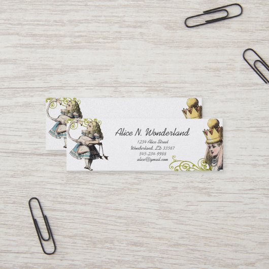 Reilaboration van  Alice in Wonderland Mini Visitekaartje (Voorkant / Achterkant in situ)