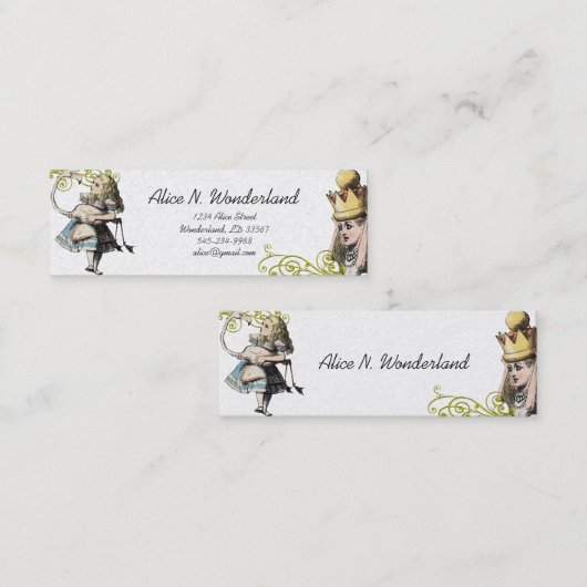 Reilaboration van  Alice in Wonderland Mini Visitekaartje (Voorkant / Achterkant)