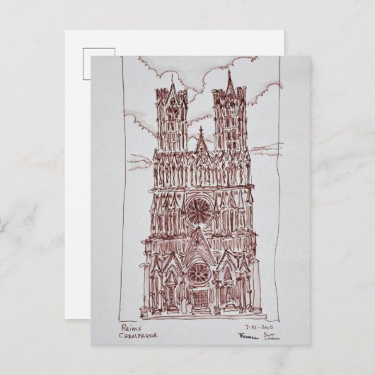 Reims Cathedral | Regio Champagne, Frankrijk Briefkaart (Voorkant / Achterkant)