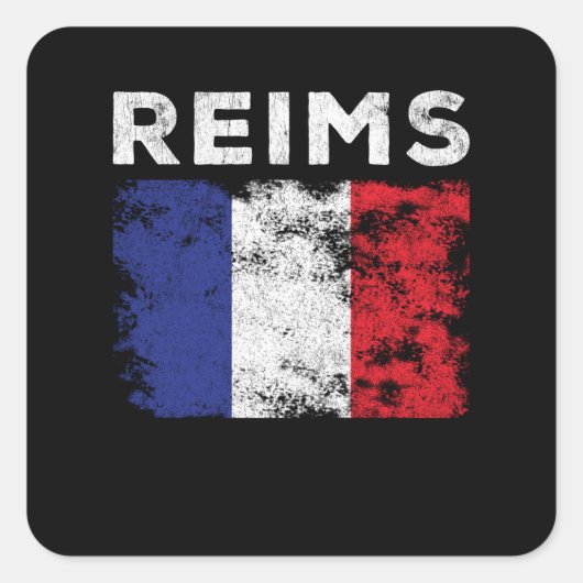 Reims France Flag French Souvenir Vierkante Sticker (Voorkant)