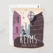 Reims France Stadsreisposter Briefkaart (Voorkant / Achterkant)