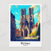 Reims Frankrijk Kunst Vintage Reizen Illustratie Briefkaart (Voorkant)