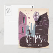 Reims Frankrijk stad reisposter Briefkaart (Voorkant / Achterkant)