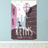 Reims Frankrijk stad reisposter Canvas Afdruk (Insitu (Houten vloer))
