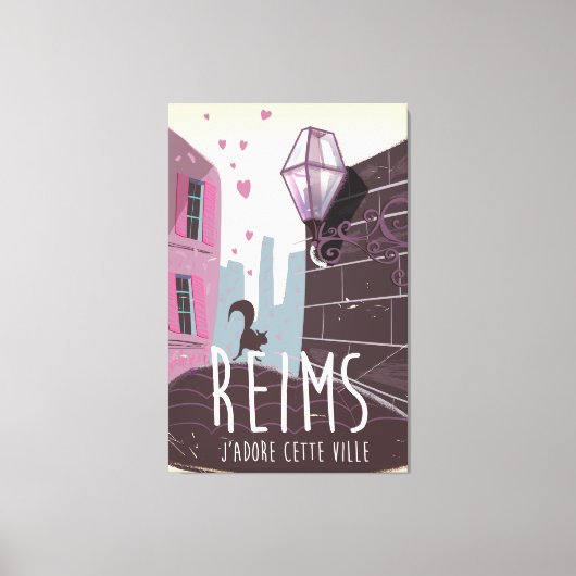 Reims Frankrijk stad reisposter Canvas Afdruk (Voorkant)