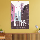 Reims Frankrijk stad reisposter Canvas Afdruk (Insitu (Woonkamer))