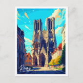 Reims Frankrijk vintage reisillustratie Briefkaart (Voorkant)