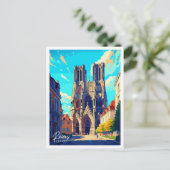 Reims Frankrijk vintage reisillustratie Briefkaart (Staand voorkant)