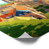 Reims Frankrijk vintage reisillustratie Poster (Hoek)