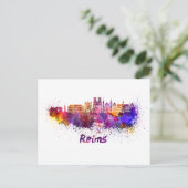 Reims skyline in waterverf briefkaart (Staand voorkant)