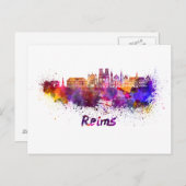 Reims skyline in waterverf briefkaart (Voorkant / Achterkant)