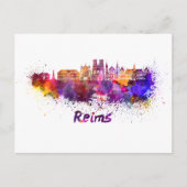 Reims skyline in waterverf briefkaart (Voorkant)