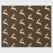 Reinadeer Nieuwjaar Bronze Sepia Kraft Kerstmis Cadeaupapier (Vlak)